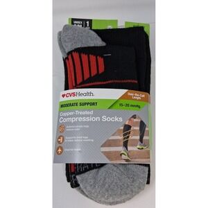 CVS Health Copper-Treated Compression Socks 15-20 mmHg S/M Black Over-the-Calf